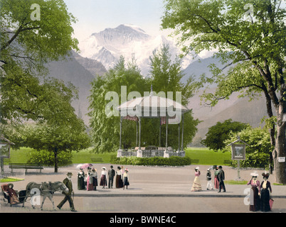 Svizzera Europa Interlaken padiglione musicale Bernese Oberland Canton Berna Berna Photochrom storico di storia Foto Stock