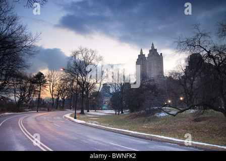 Central Park al tramonto nella città di New york Foto Stock