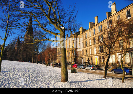 Barclay Viewforth chiesa costruita Frederick Thomas Pilkington Bruntsfield Tollcross Edimburgo in Scozia in snow Historic Scotland Foto Stock