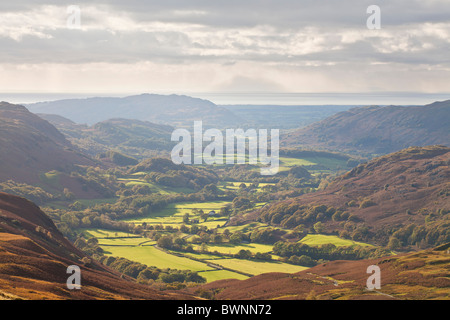 Visualizza in basso Eskdale da Hardknott, Cumbria. Foto Stock