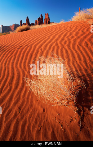 Le dune di sabbia a Yei-bi-Chai rocce in Monument Valley, AZ Foto Stock