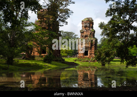 Vista di Prasat Suor Prat a Angkor Thom. Siem Reap provincia. Cambogia. Asia Foto Stock