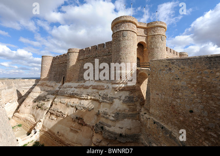 Castello del XV secolo, costruito da Juan Pacheco, marchese di Villena, Chinchilla de Montearagon, Castilla la Mancha, provincia di Albacete, Spagna Foto Stock