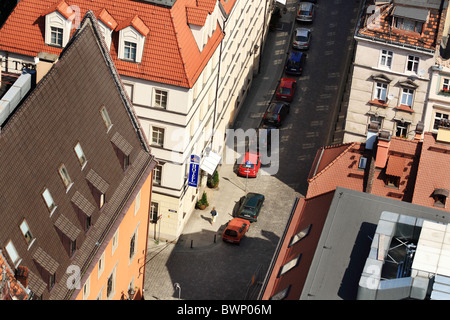 Stradine della città vecchia si vede dalla piattaforma di visualizzazione di Santa Elisabetta chiesa. Wroclaw, Bassa Slesia, Polonia. Foto Stock