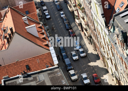 Stradine della città vecchia si vede dalla piattaforma di visualizzazione di Santa Elisabetta chiesa. Wroclaw, Bassa Slesia, Polonia. Foto Stock