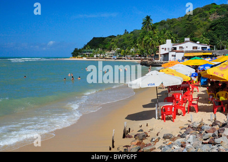 Ristorante sulla spiaggia & view, pipa centrale, Brasile. Foto Stock