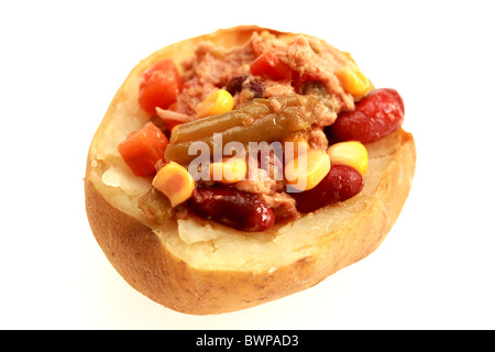 Giacca di patate con tonno e miscelati insalata di fagioli Foto Stock