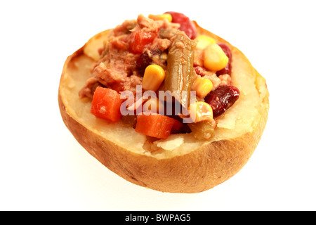 Giacca di patate con tonno e miscelati insalata di fagioli Foto Stock