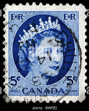 CANADA - 1954 CIRCA: un timbro stampato in Canada mostra la regina Elisabetta II, 1954 circa Foto Stock