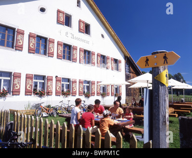 Svizzera Europa Mont Soleil Oberland Giura Canton Berna Gastronomia Il Ristorante all'aperto al di fuori Ho Foto Stock