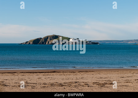 Vista dei burgh Island da Bantham Beach Foto Stock