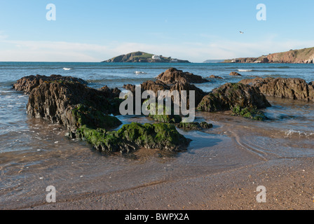 Vista dei burgh Island da Bantham Beach Foto Stock