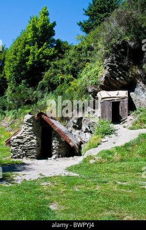 Arrowtown,oro antico centro minerario,vicino a Queenstown, insediamento cinese,enclave separata,baracche di legno,South Island, in Nuova Zelanda Foto Stock