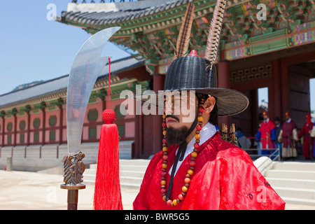 Cerimoniale di guardia al Palazzo Gyeongbokgung Seoul Corea del Sud. JMH3866 Foto Stock