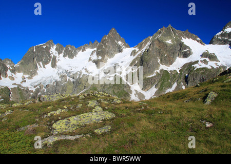 Svizzera Europa Canton Uri Wendenhorn Funffingerstock e Wasenhorn Susten Pass estate area Switzerl centrale Foto Stock