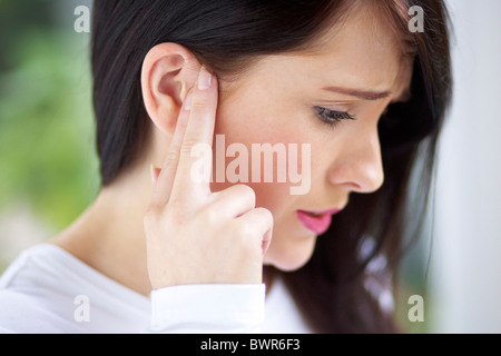 Close up di ragazze orecchio Foto Stock