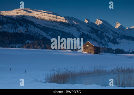 Svizzera Europa Schonenbodensee Snow canton San Gallo natura paesaggio paesaggio panoramico paesaggio Hut Ree Foto Stock