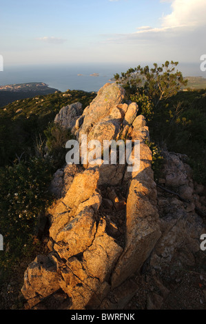 Il Monte Moro e Golfo Pevero, Costa Smeralda , Sardegna, Italia Foto Stock