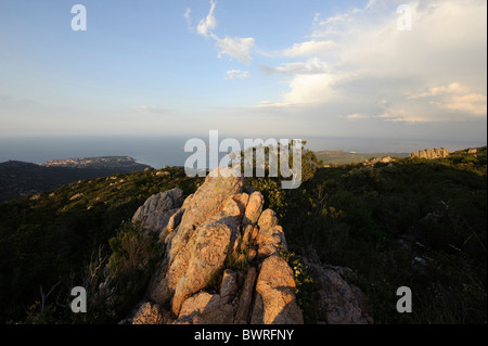 Il Monte Moro e Golfo Pevero, Costa Smeralda , Sardegna, Italia Foto Stock