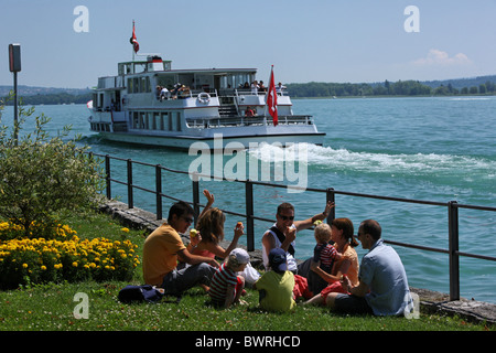 Svizzera Europa Lago di Bienne all'aperto all'aperto paesaggio esterno Canton Berna Berna città La persona Neuveville Foto Stock