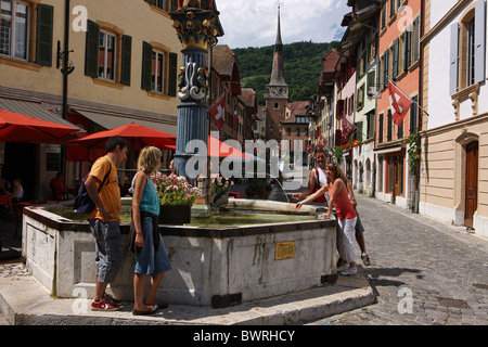 La Svizzera in Europa La Neuveville Outdoor all'aperto paesaggio esterno Canton Berna Berna città La Neuveville ol Foto Stock