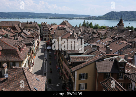 La Svizzera in Europa La Neuveville Outdoor all'aperto paesaggio esterno Canton Berna Berna città La Neuveville ol Foto Stock