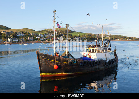 Una barca da pesca di entrare nel porto di Campbeltown Loch, Campbeltown sulla penisola di Kintyre, Argyll & Bute, Scozia Foto Stock