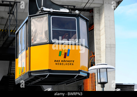 Cabina del Nebelhorn funivia stazione a valle, Nebelhorn, 2224m, Oberstdorf, Allgaeu, Baviera, Germania, Europa Foto Stock