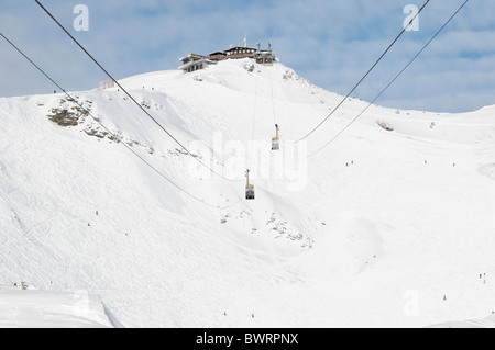 Le cabine Nebelhorn Funivia, Nebelhorn, 2224m, Oberstdorf, Allgaeu, Baviera, Germania, Europa Foto Stock