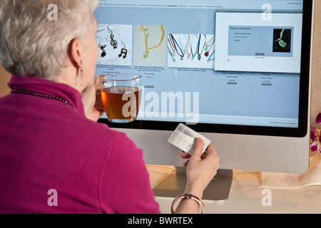 Donna Shopping On Line Foto Stock
