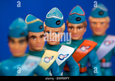 Figure d'azione dei cinque fratelli Tracy della serie televisiva per bambini Thunderbirds di Gerry Anderson Foto Stock