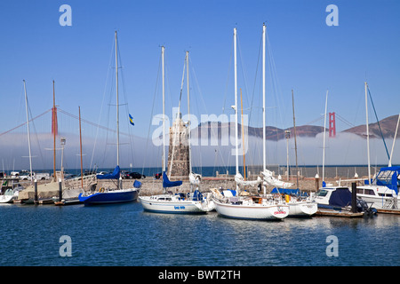 Marina District e il Golden Gate Bridge di San Francisco, California, Stati Uniti d'America Foto Stock