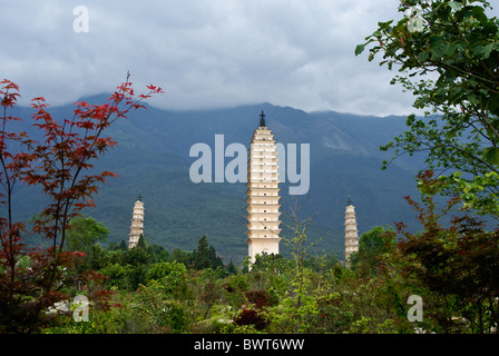 Tre Pagode di Dali, Yunnan, Cina Foto Stock