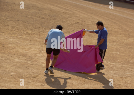 Bull fighters praticare nella corrida Malaga Spagna Foto Stock