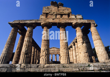 Italia Europa città di Paestum Capaccio provincia di Salerno regione Campania patrimonio mondiale UNESCO Grecia antica Foto Stock