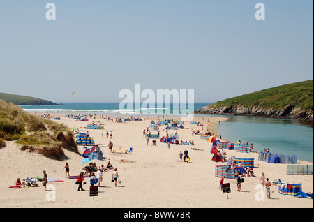 Crantock Beach vicino a Newquay in Cornovaglia, Regno Unito Foto Stock