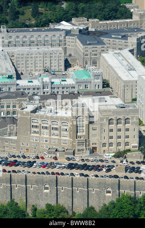 Vista aerea dell'Accademia Militare degli Stati Uniti di edifici di West Point, nello stato di New York, Stati Uniti d'America Foto Stock