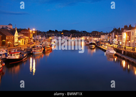 Weymouth Harbour, al tramonto, Weymouth Dorset, England, Regno Unito Foto Stock