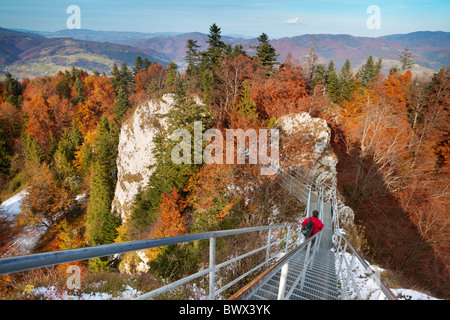 Pieniny - Trzy Korony picco, Pieninski National Park, Polonia Foto Stock