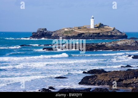 Godrevy Lighthouse, Cornwall, Regno Unito Foto Stock