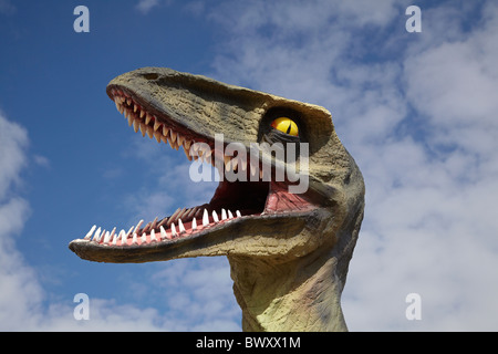 Statua di dinosauri dal sentiero di dinosauri Golf & Country Club, Drumheller, Alberta, Canada Foto Stock