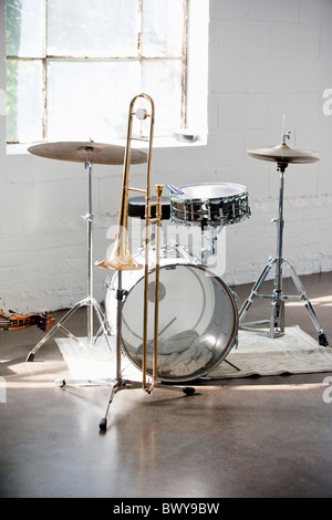 Drum Set in Studio Foto Stock