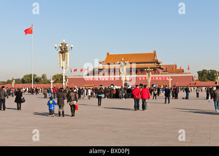 La Tiananmen, noto anche come porta della pace celeste, Piazza Tiananmen, Pechino, Cina Foto Stock