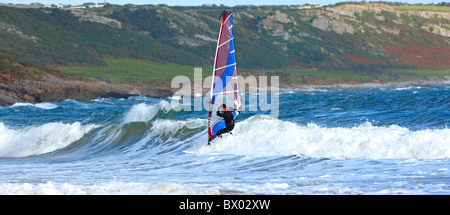 Wind surf alla Penisola di Gower Galles Foto Stock