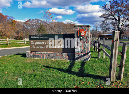 Ingresso al Sagamore Hill - casa storica di Theodore Roosevelt, ventiseiesimo Presidente degli Stati Uniti, Oyster Bay, Long Island NY Foto Stock