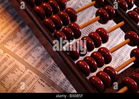 Abacus abacus scorte stock illuminazione corso di borsa da vicino le finanze delle finanze fotografico mercato mo Foto Stock