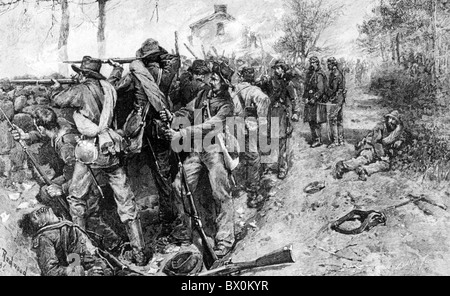 Battaglia di FREDERICKSBURG 1862 Carolina del Sud e la Georgia di truppe sul Marye's altezze.disegnato dall'artista confederato Allen Redwood Foto Stock