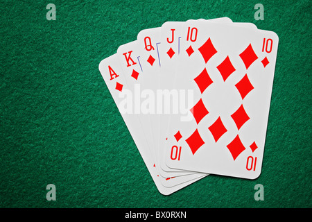 Royal straight flush carte da poker Foto Stock