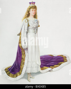 La principessina Màrija, Princess Royal e la contessa di Harewood,Victoria Alexandra Alice Maria, da 1897 a 1965, in veste di incoronazione. Foto Stock