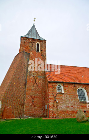Kirche in Westerhever, Eiderstedt; Chiesa di Westerhever, Germania settentrionale Foto Stock
